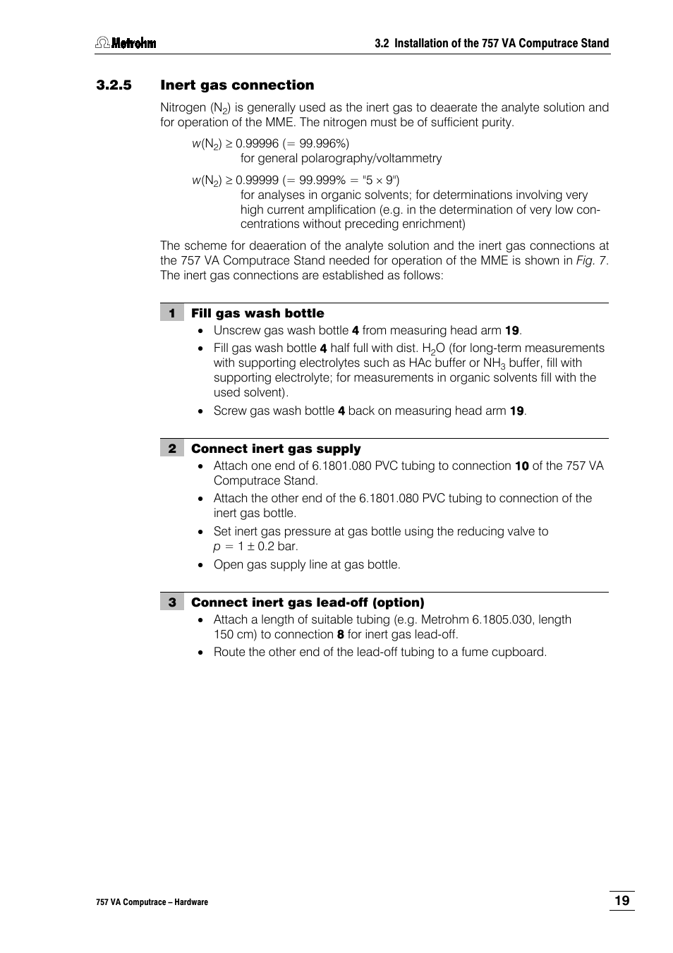 5 inert gas connection | Metrohm 757 VA Computrace User Manual | Page 23 / 82