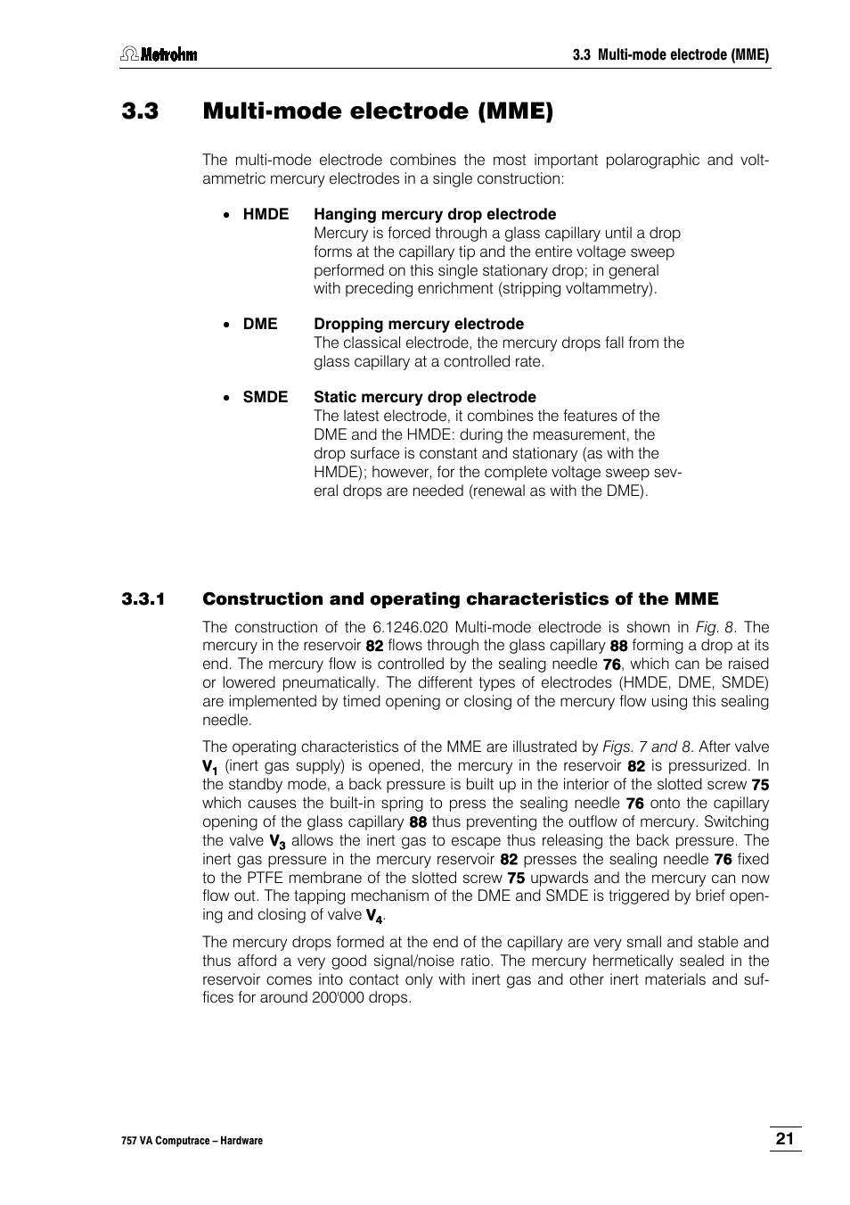 3 multi-mode electrode (mme) | Metrohm 757 VA Computrace User Manual | Page 25 / 82
