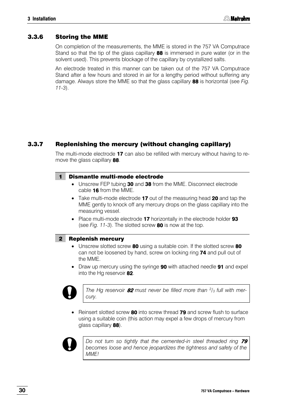 6 storing the mme | Metrohm 757 VA Computrace User Manual | Page 34 / 82