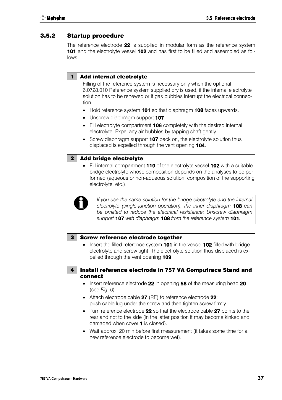 2 startup procedure | Metrohm 757 VA Computrace User Manual | Page 41 / 82