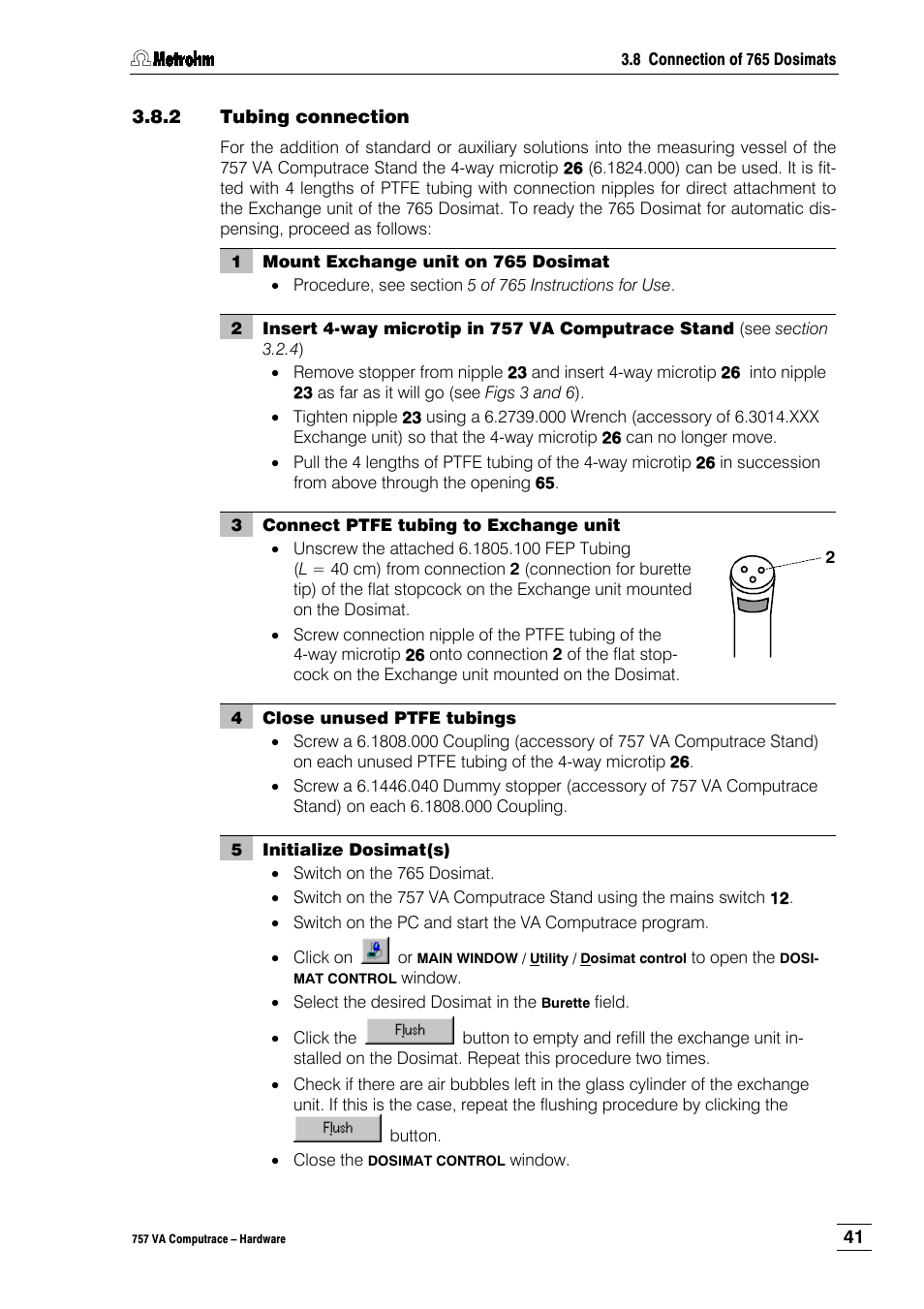 2 tubing connection | Metrohm 757 VA Computrace User Manual | Page 45 / 82