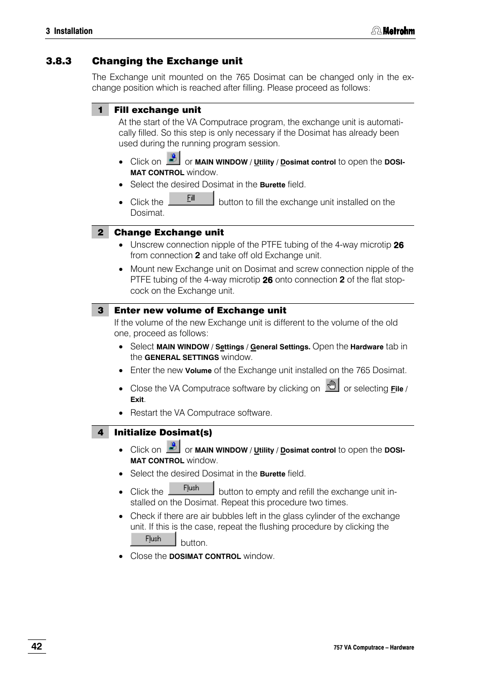 3 changing the exchange unit | Metrohm 757 VA Computrace User Manual | Page 46 / 82