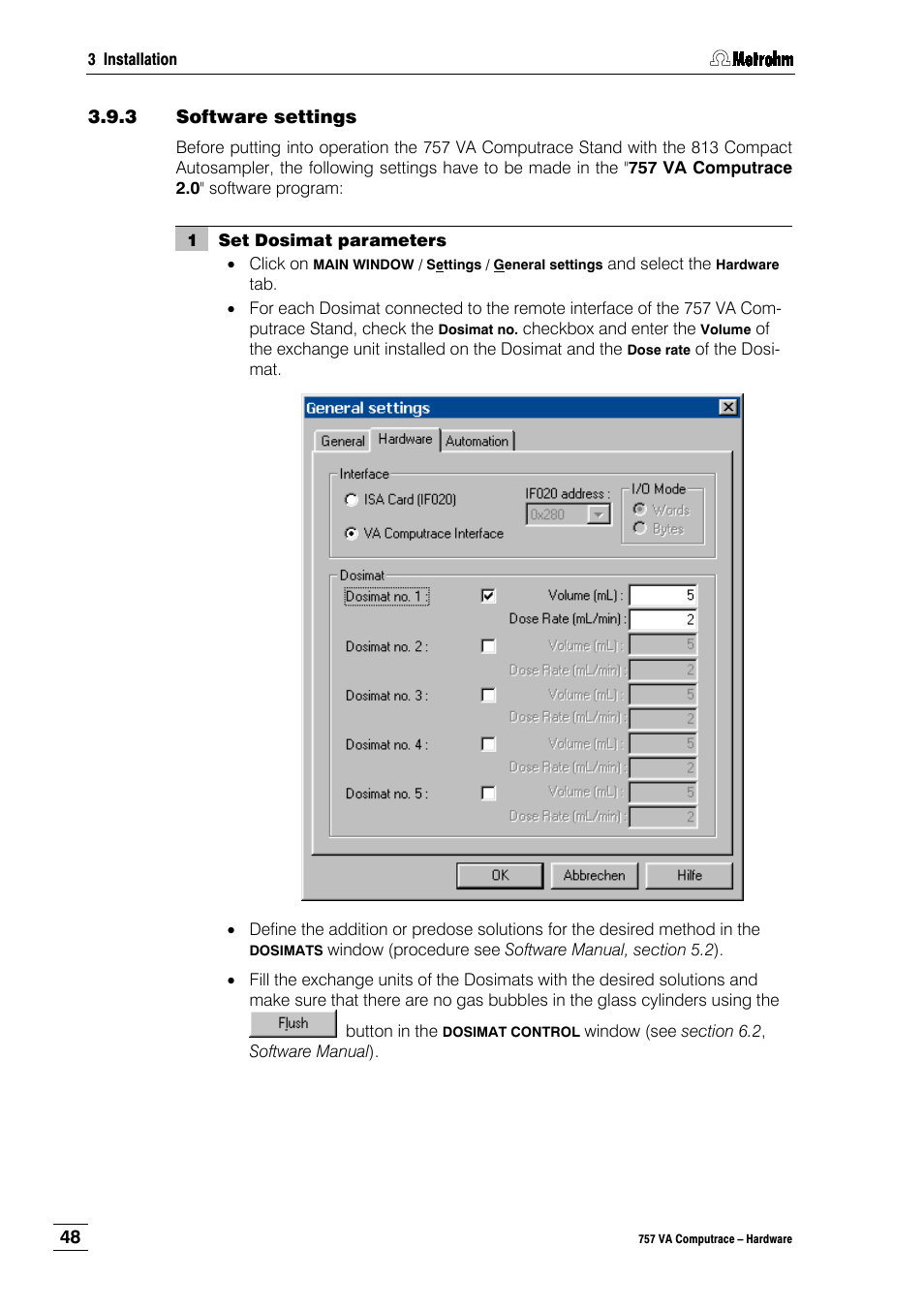 3 software settings | Metrohm 757 VA Computrace User Manual | Page 52 / 82