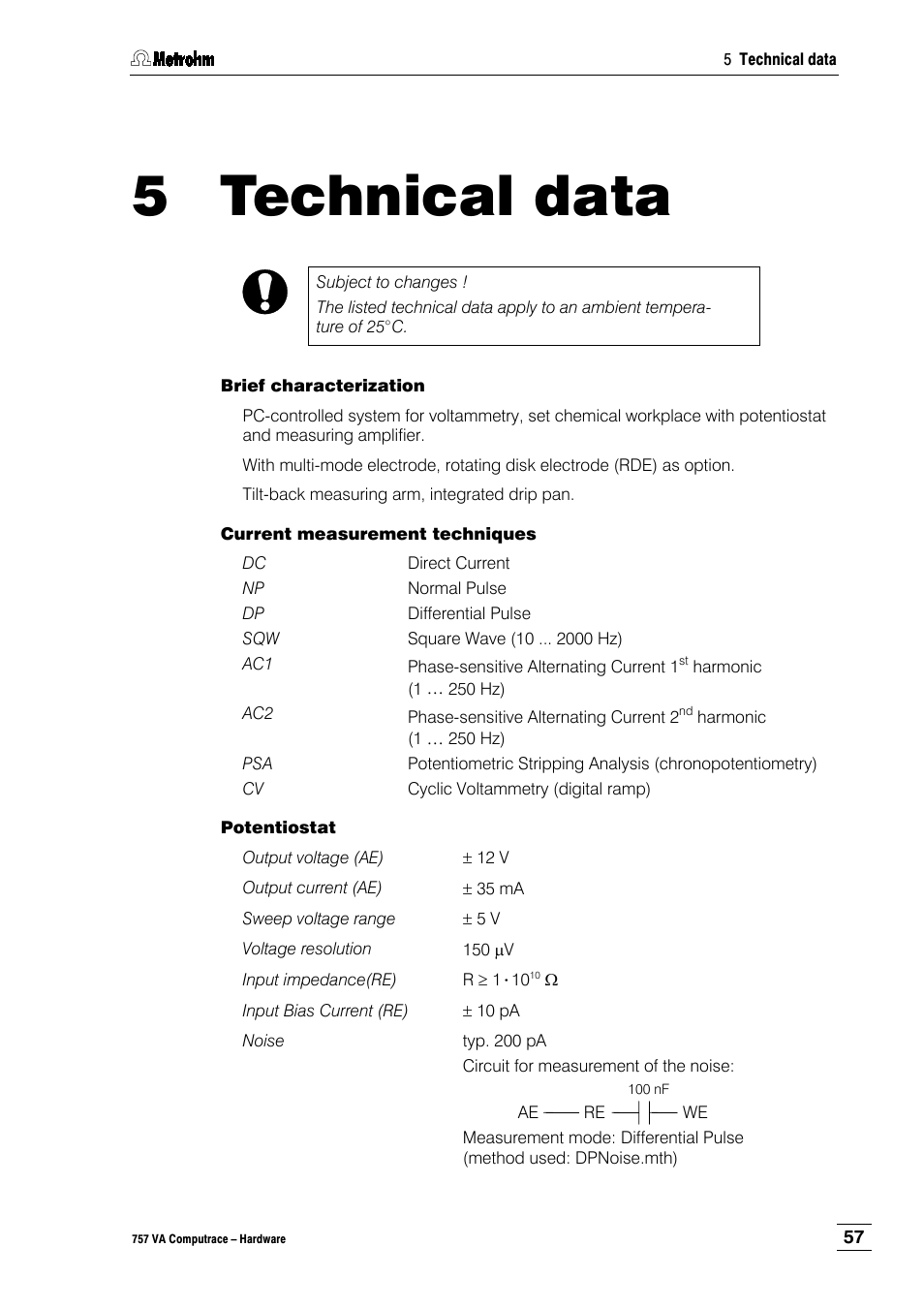 5 technical data | Metrohm 757 VA Computrace User Manual | Page 61 / 82