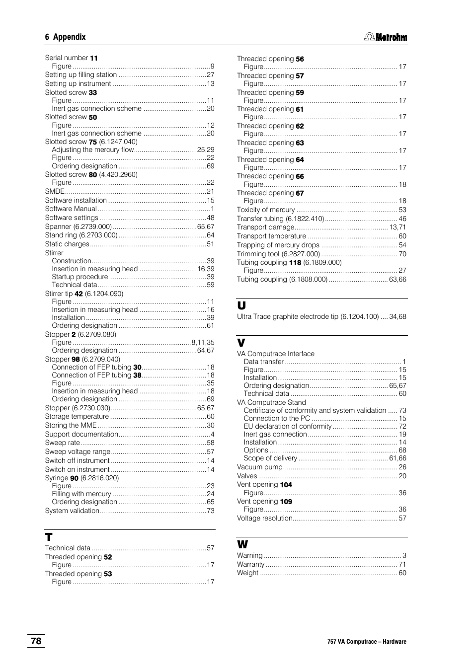 Metrohm 757 VA Computrace User Manual | Page 82 / 82