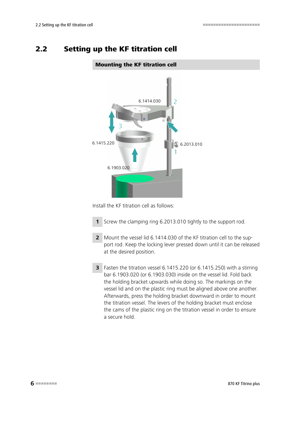 2 setting up the kf titration cell, Setting up the kf titration cell | Metrohm 870 KF Titrino plus Installation User Manual | Page 12 / 44