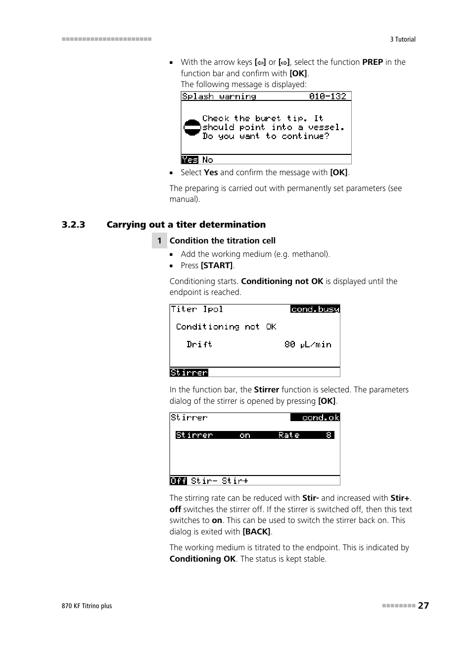 3 carrying out a titer determination, Carrying out a titer determination | Metrohm 870 KF Titrino plus Installation User Manual | Page 33 / 44