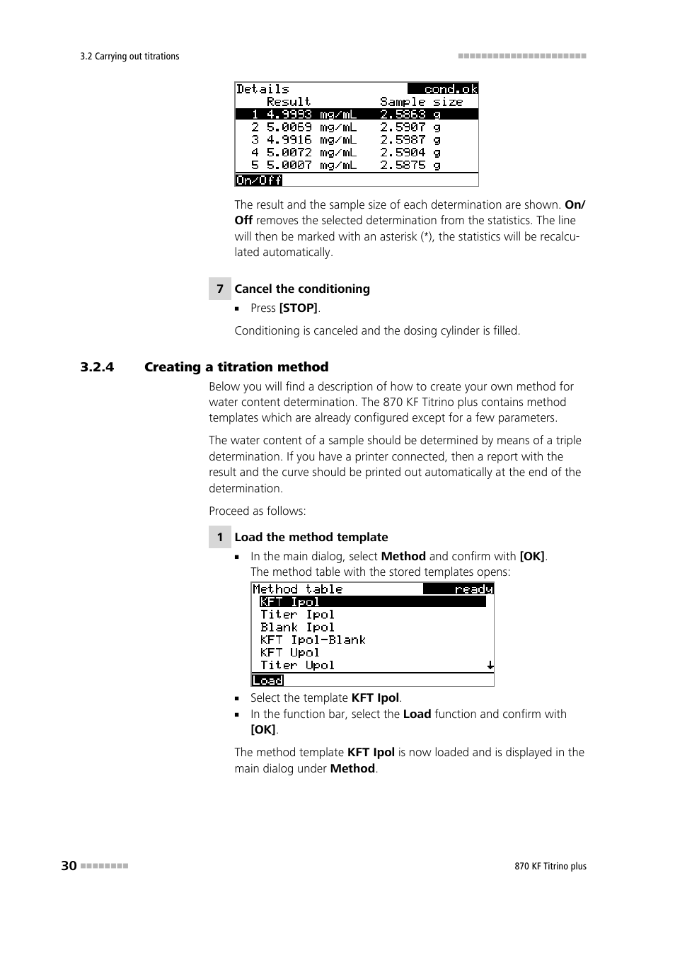 4 creating a titration method, Creating a titration method | Metrohm 870 KF Titrino plus Installation User Manual | Page 36 / 44