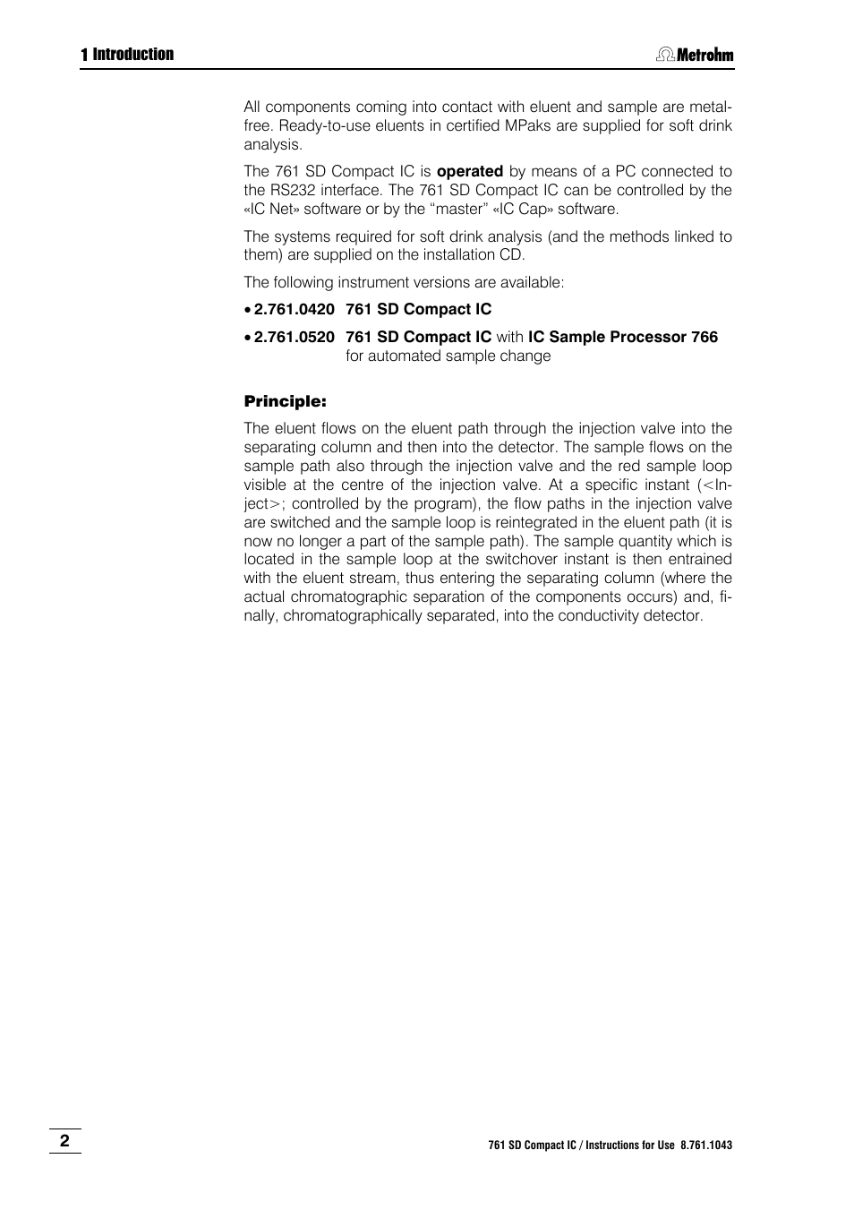 Metrohm 761 SD Compact IC User Manual | Page 10 / 135