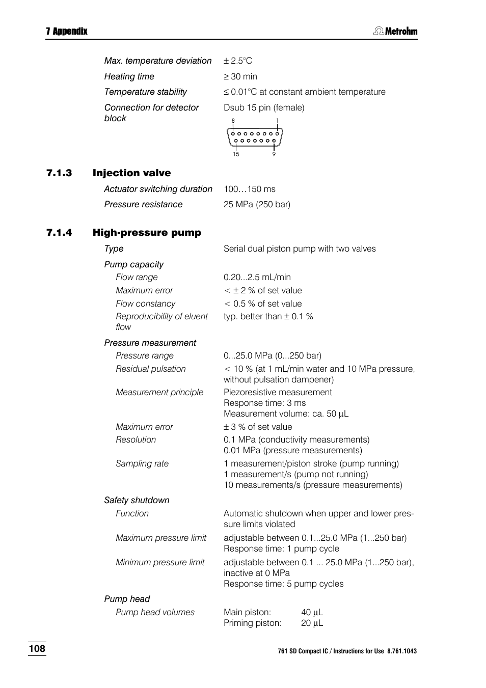 3 injection valve, 4 high-pressure pump, Injection valve | High-pressure pump | Metrohm 761 SD Compact IC User Manual | Page 116 / 135