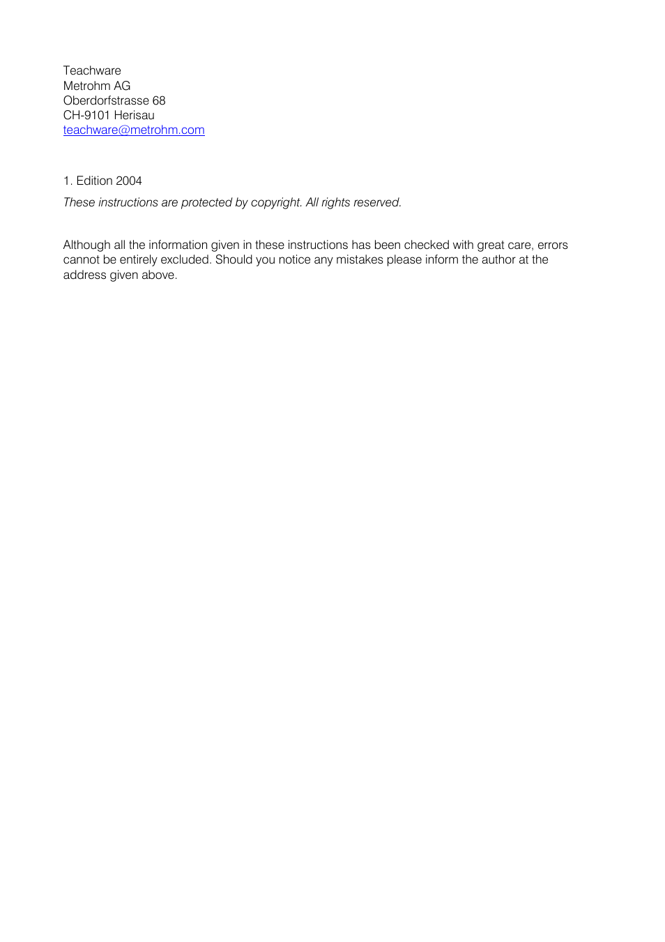 Metrohm 761 SD Compact IC User Manual | Page 4 / 135