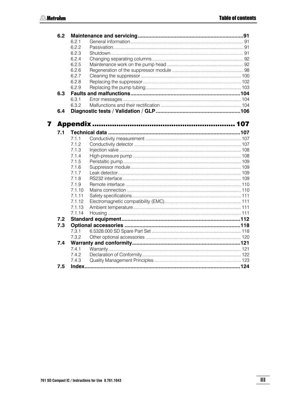 Appendix | Metrohm 761 SD Compact IC User Manual | Page 7 / 135
