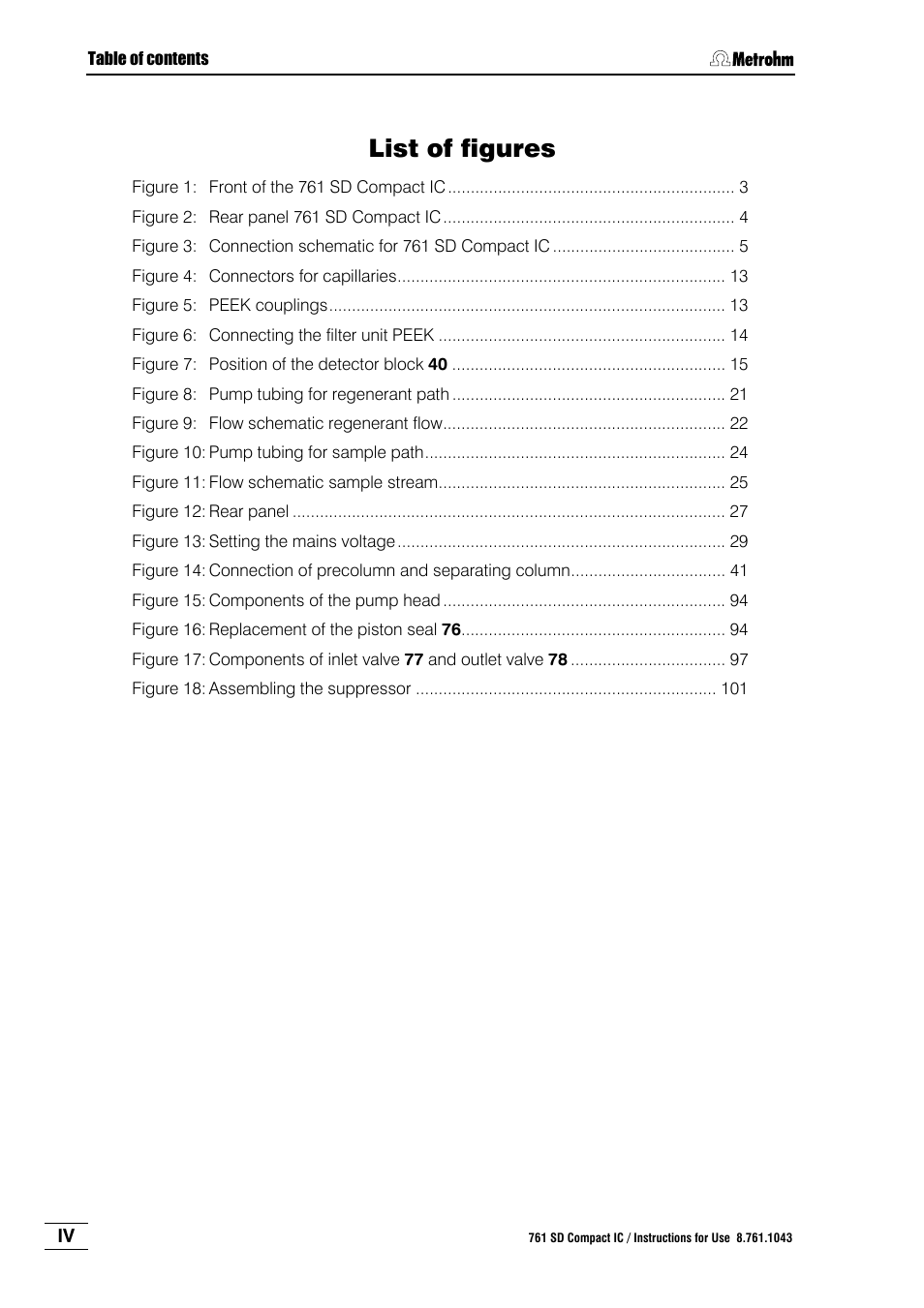 List of figures | Metrohm 761 SD Compact IC User Manual | Page 8 / 135