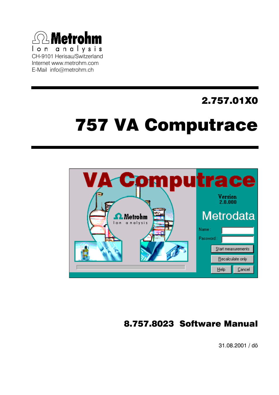 Metrohm 757 VA Computrace User Manual | 198 pages