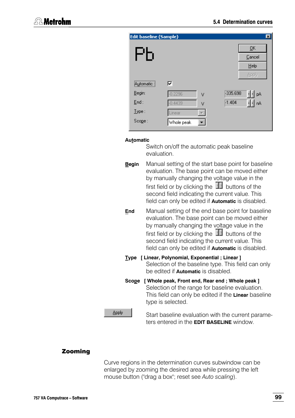 Zooming | Metrohm 757 VA Computrace User Manual | Page 109 / 198