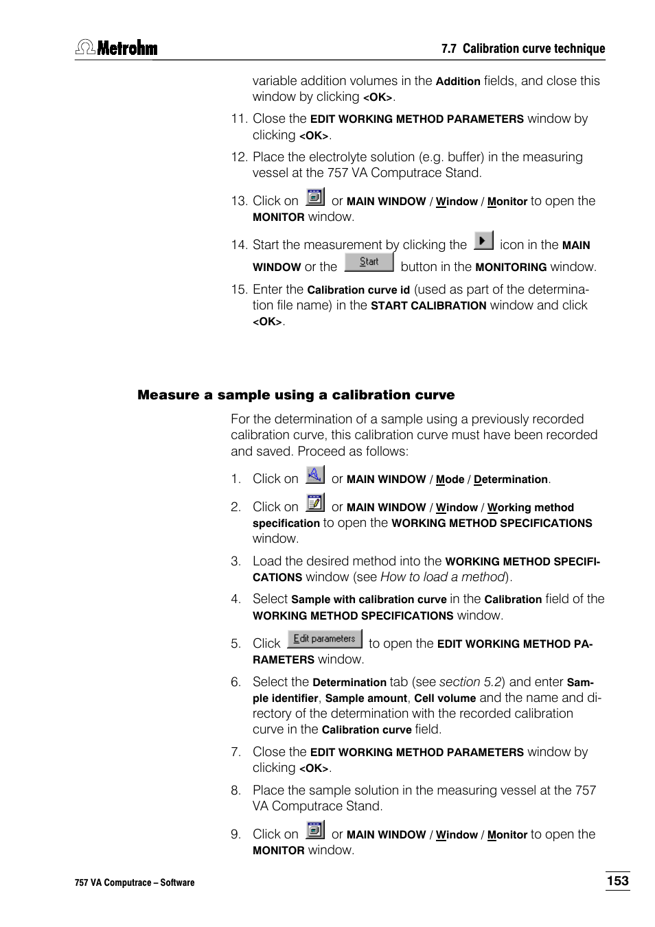 Measure a sample using a calibration curve | Metrohm 757 VA Computrace User Manual | Page 163 / 198