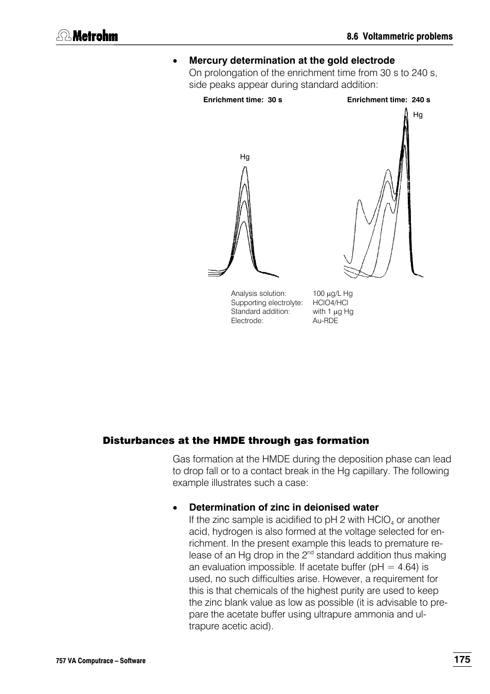 Disturbances at the hmde through gas formation | Metrohm 757 VA Computrace User Manual | Page 185 / 198