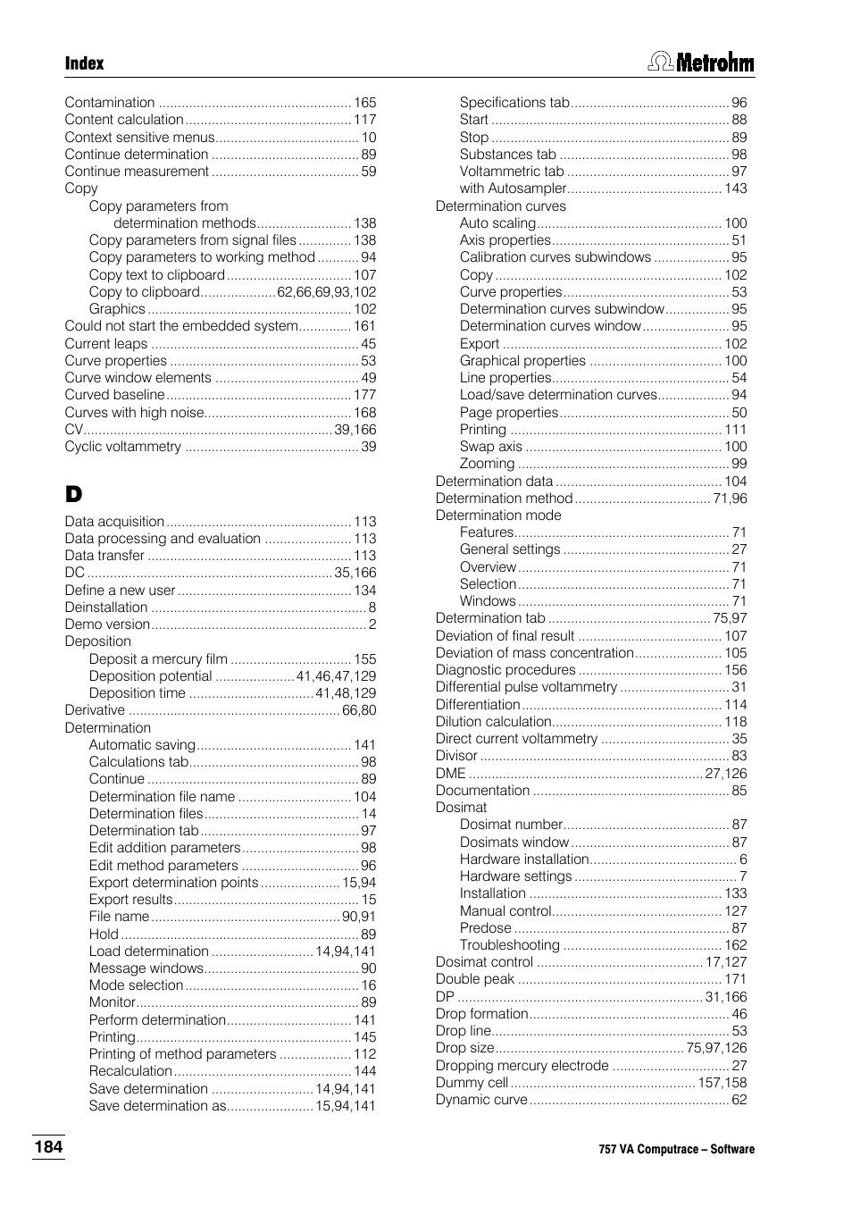 Metrohm 757 VA Computrace User Manual | Page 194 / 198