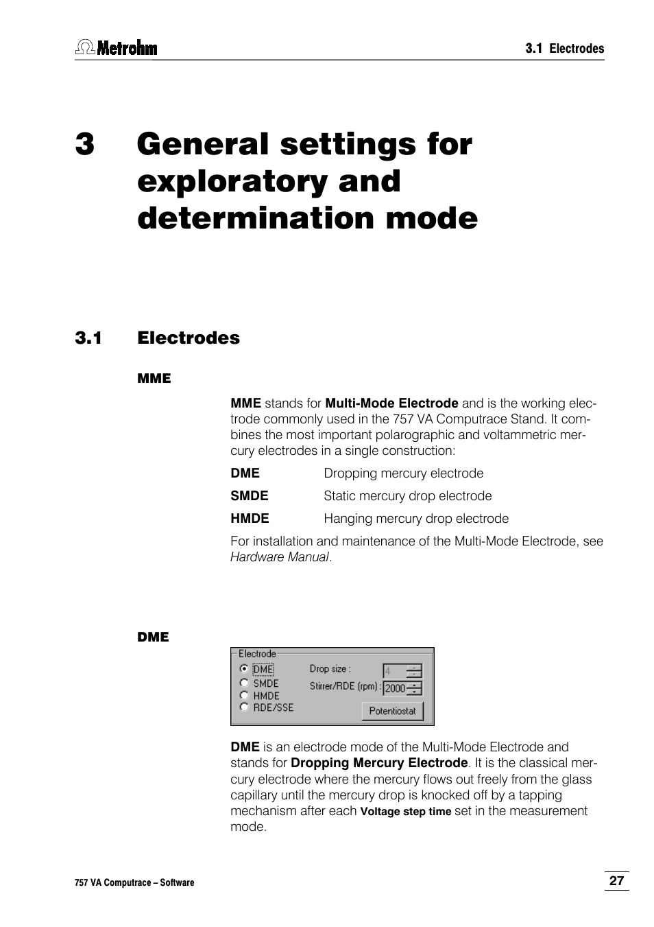 1 electrodes | Metrohm 757 VA Computrace User Manual | Page 37 / 198