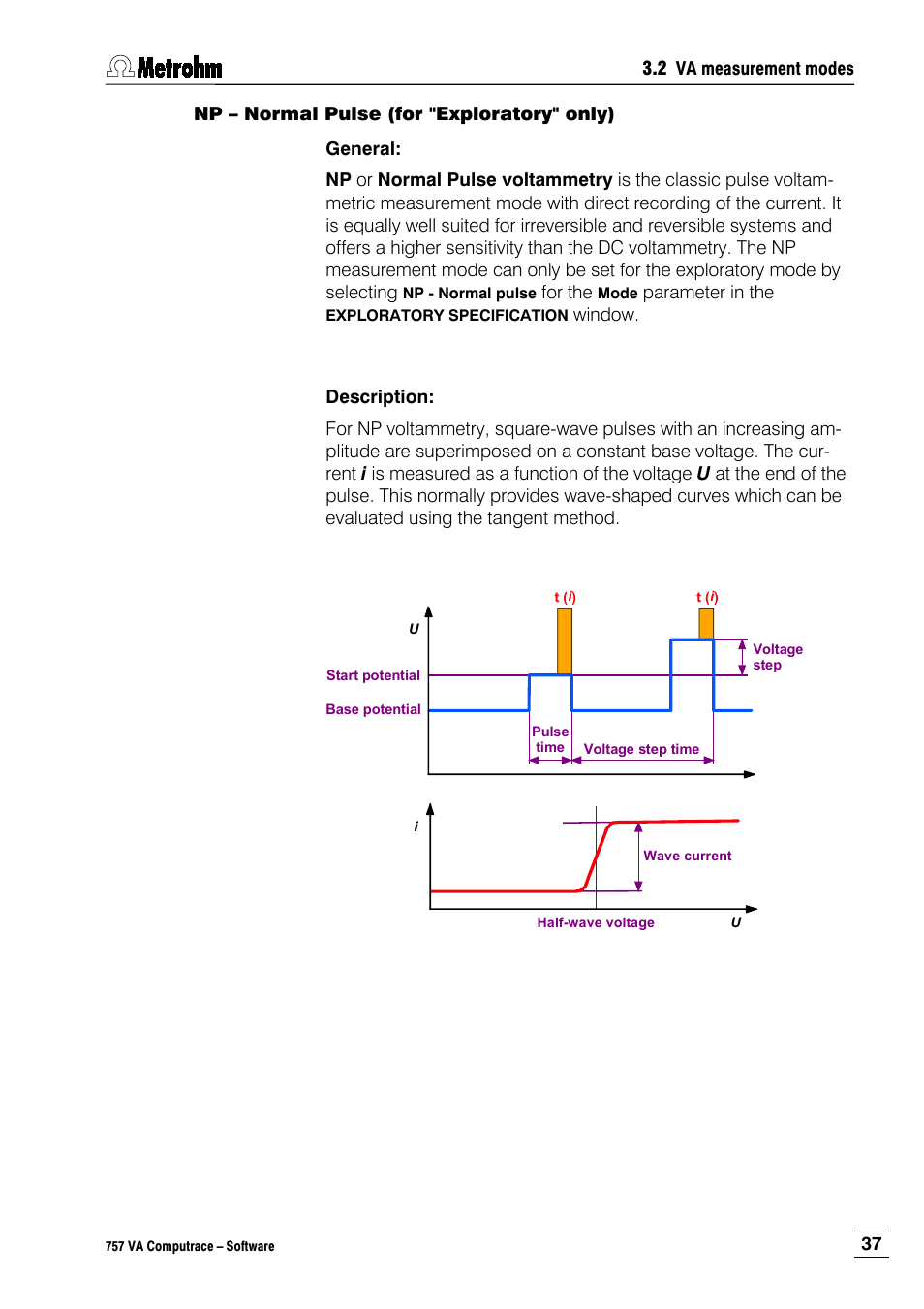 Np – normal pulse (for "exploratory" only) | Metrohm 757 VA Computrace User Manual | Page 47 / 198