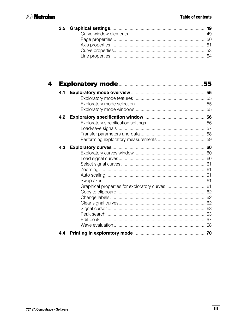 Exploratory mode | Metrohm 757 VA Computrace User Manual | Page 5 / 198