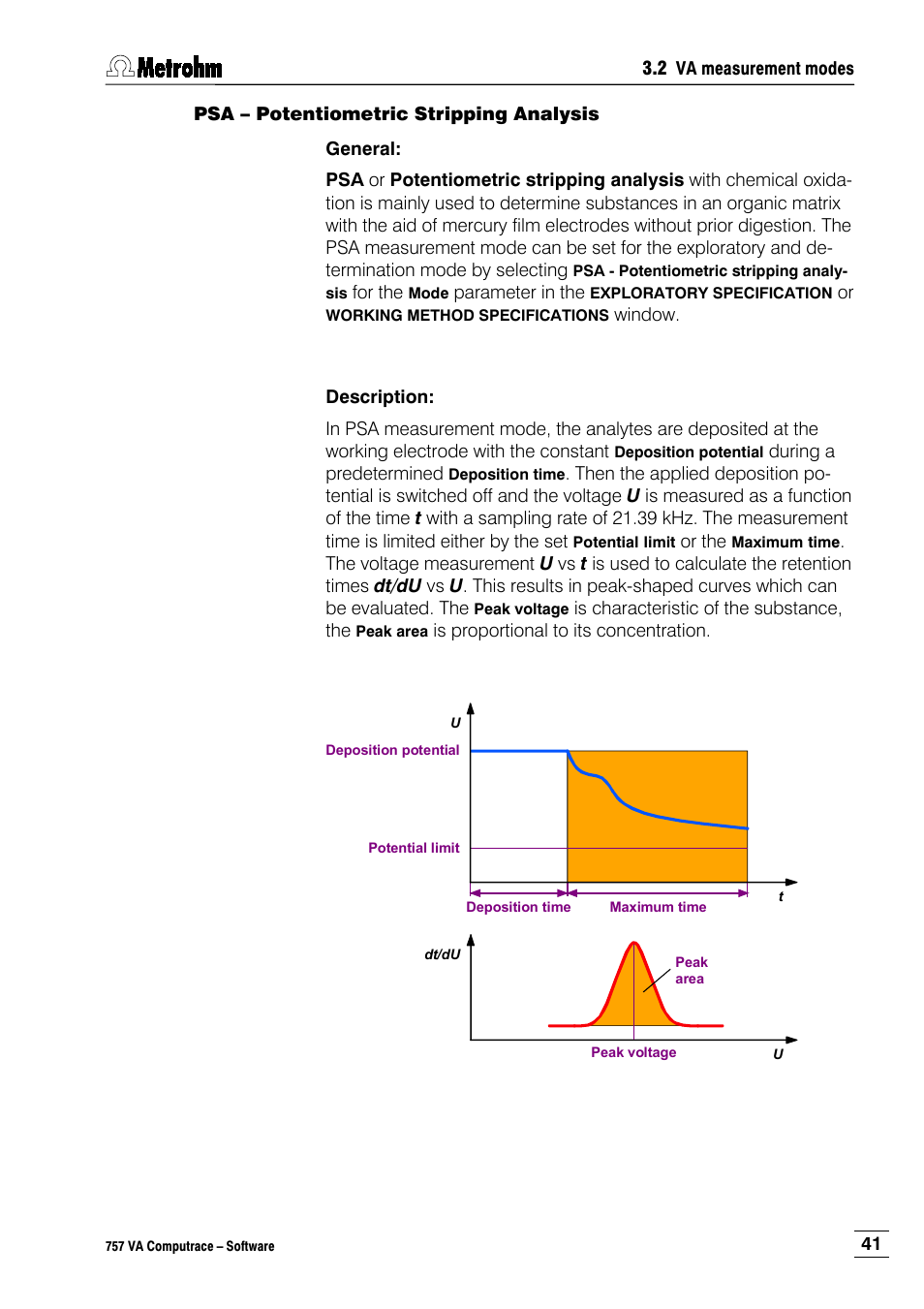 Psa – potentiometric stripping analysis | Metrohm 757 VA Computrace User Manual | Page 51 / 198