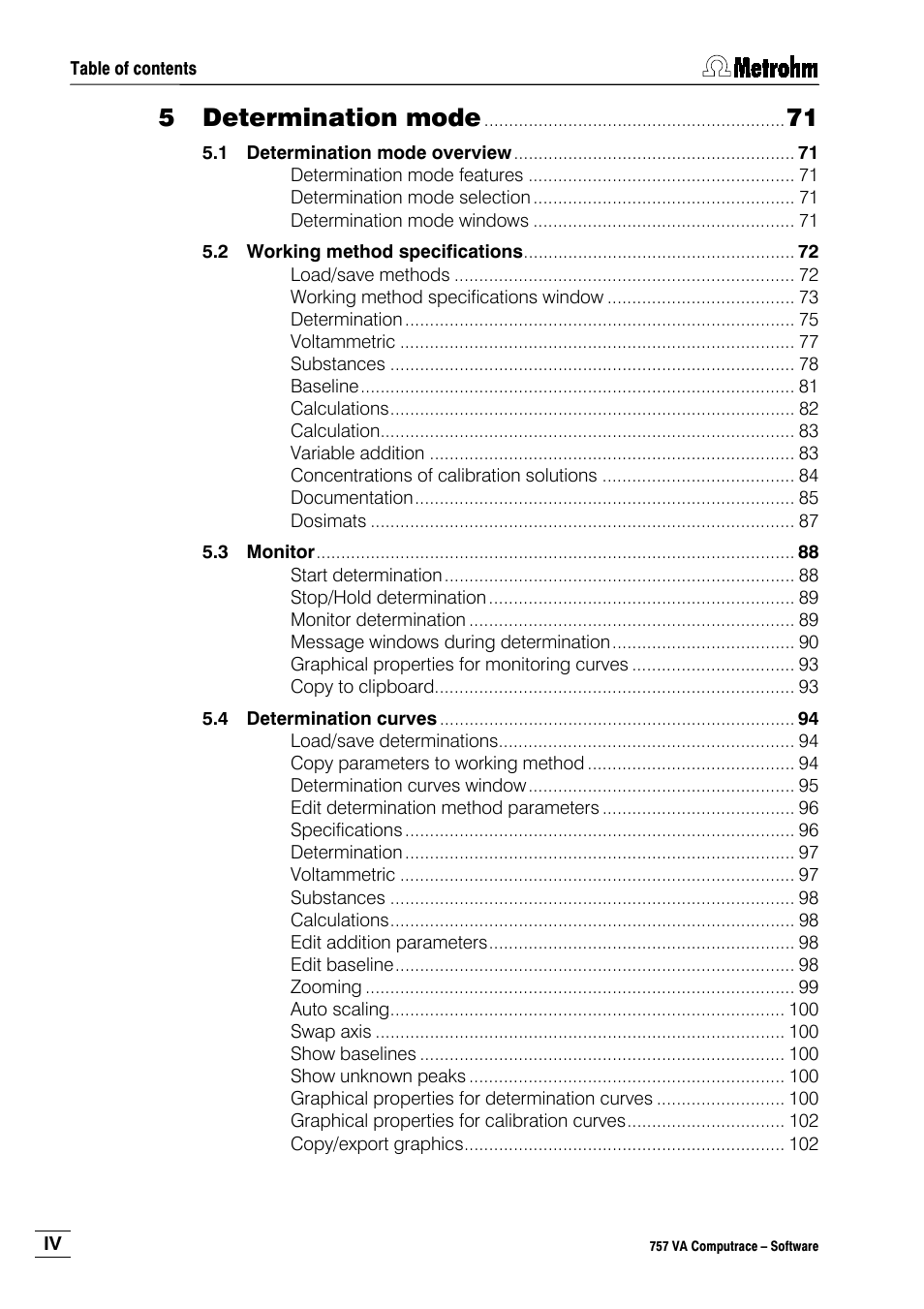 Determination mode | Metrohm 757 VA Computrace User Manual | Page 6 / 198