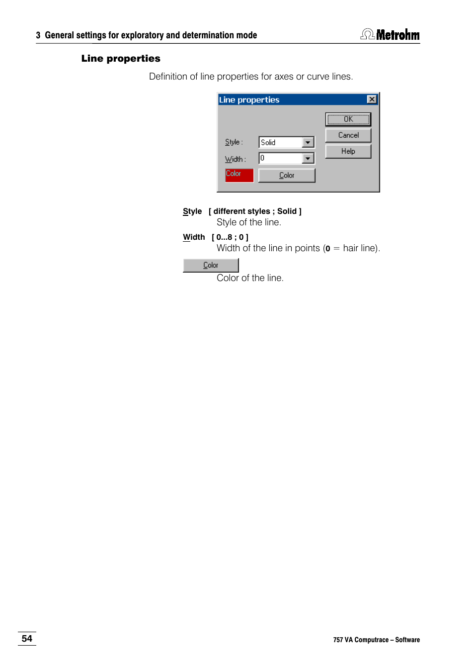 Line properties | Metrohm 757 VA Computrace User Manual | Page 64 / 198