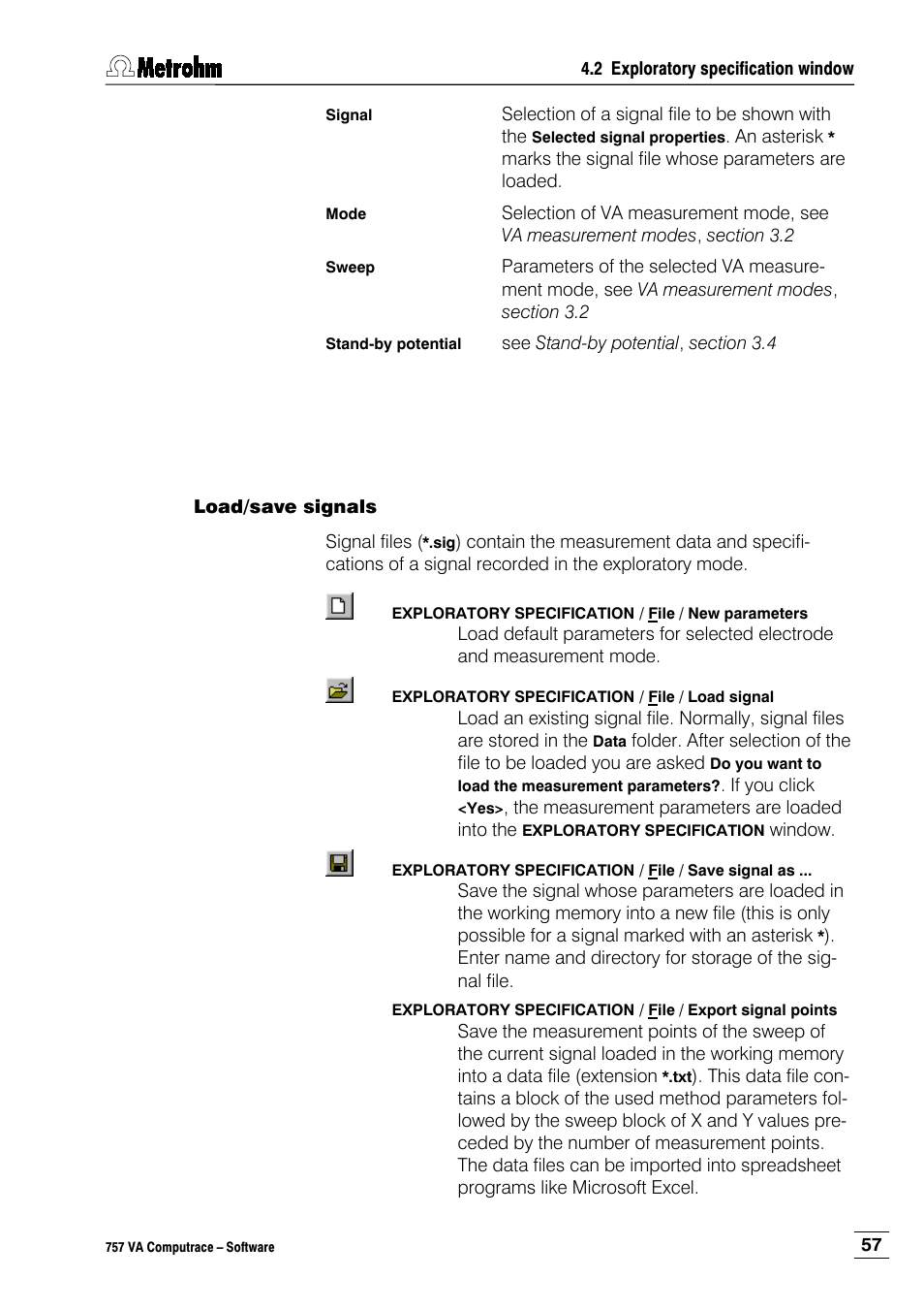 Load/save signals | Metrohm 757 VA Computrace User Manual | Page 67 / 198