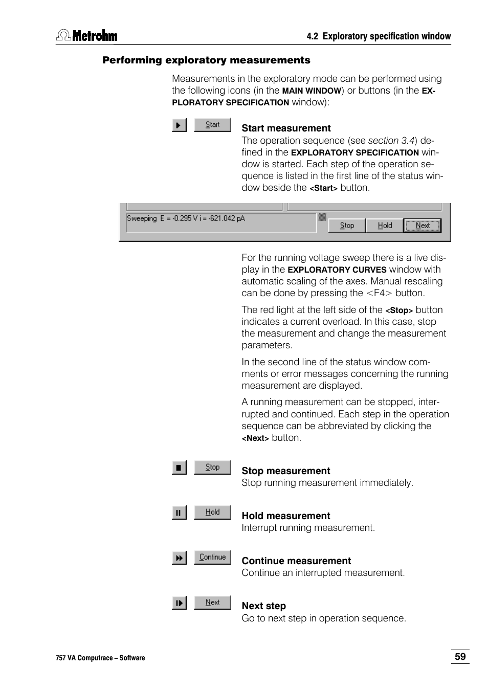 Performing exploratory measurements | Metrohm 757 VA Computrace User Manual | Page 69 / 198