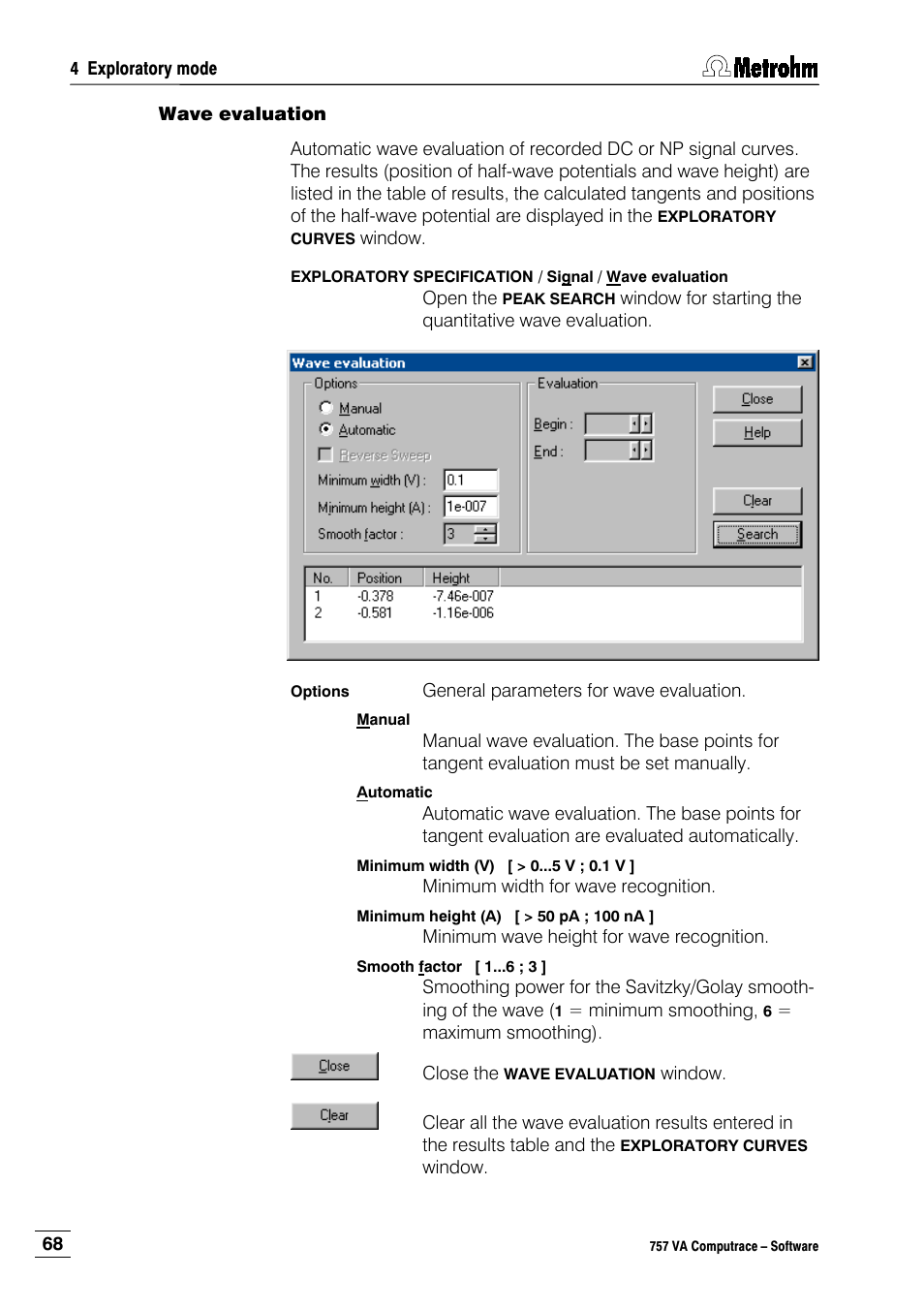 Wave evaluation | Metrohm 757 VA Computrace User Manual | Page 78 / 198