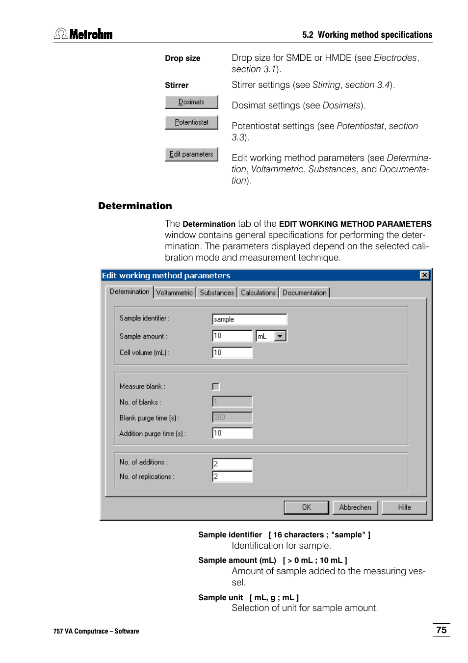 Determination | Metrohm 757 VA Computrace User Manual | Page 85 / 198