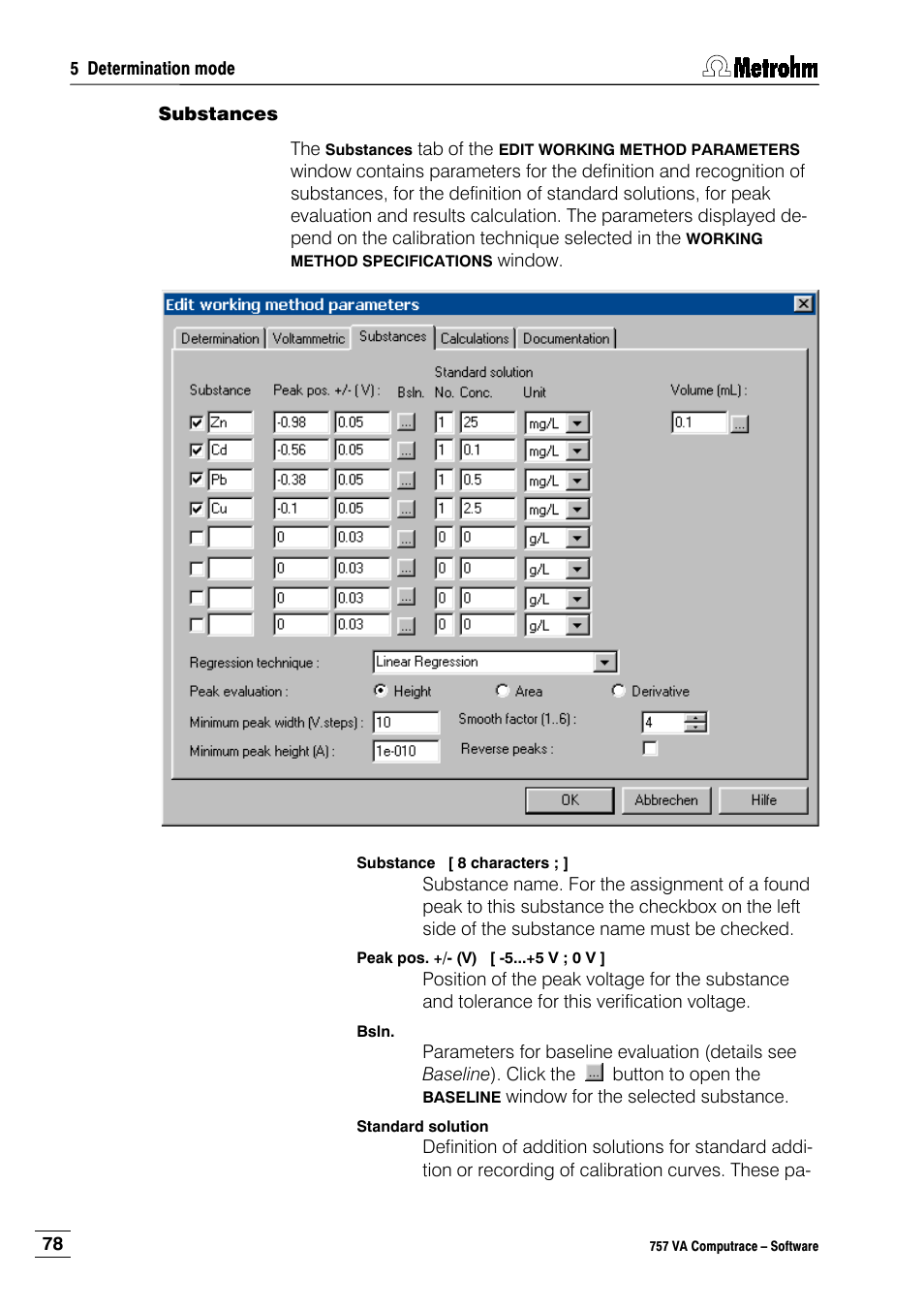 Substances | Metrohm 757 VA Computrace User Manual | Page 88 / 198