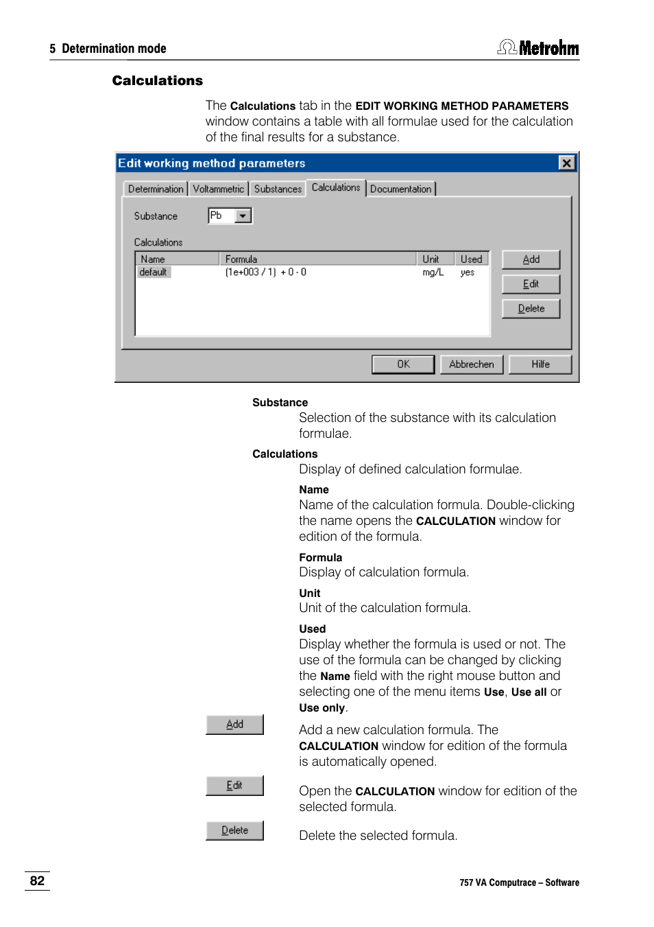 Calculations | Metrohm 757 VA Computrace User Manual | Page 92 / 198