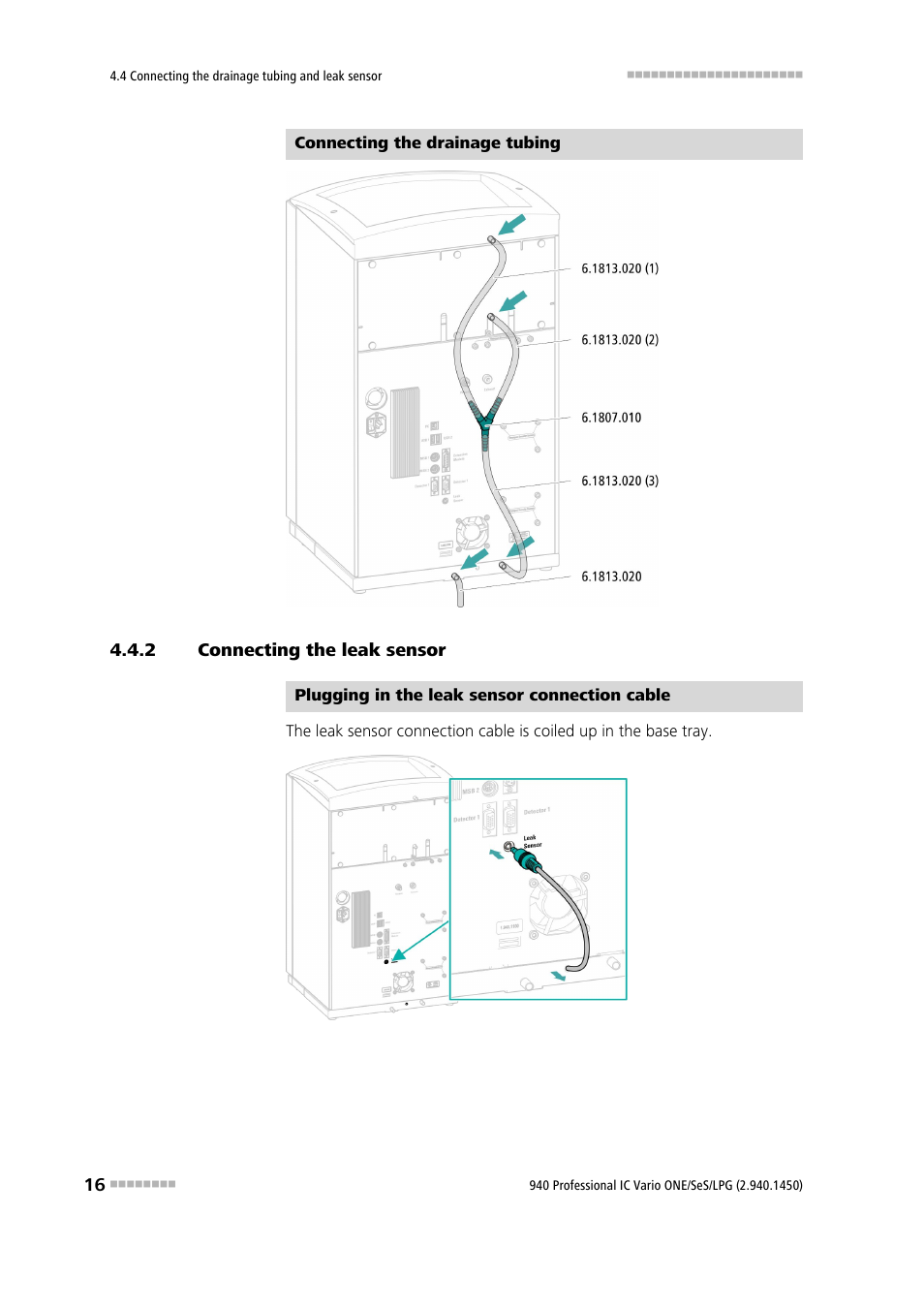 2 connecting the leak sensor, Connecting the leak sensor | Metrohm 940 Professional IC Vario ONE/SeS/LPG User Manual | Page 24 / 52