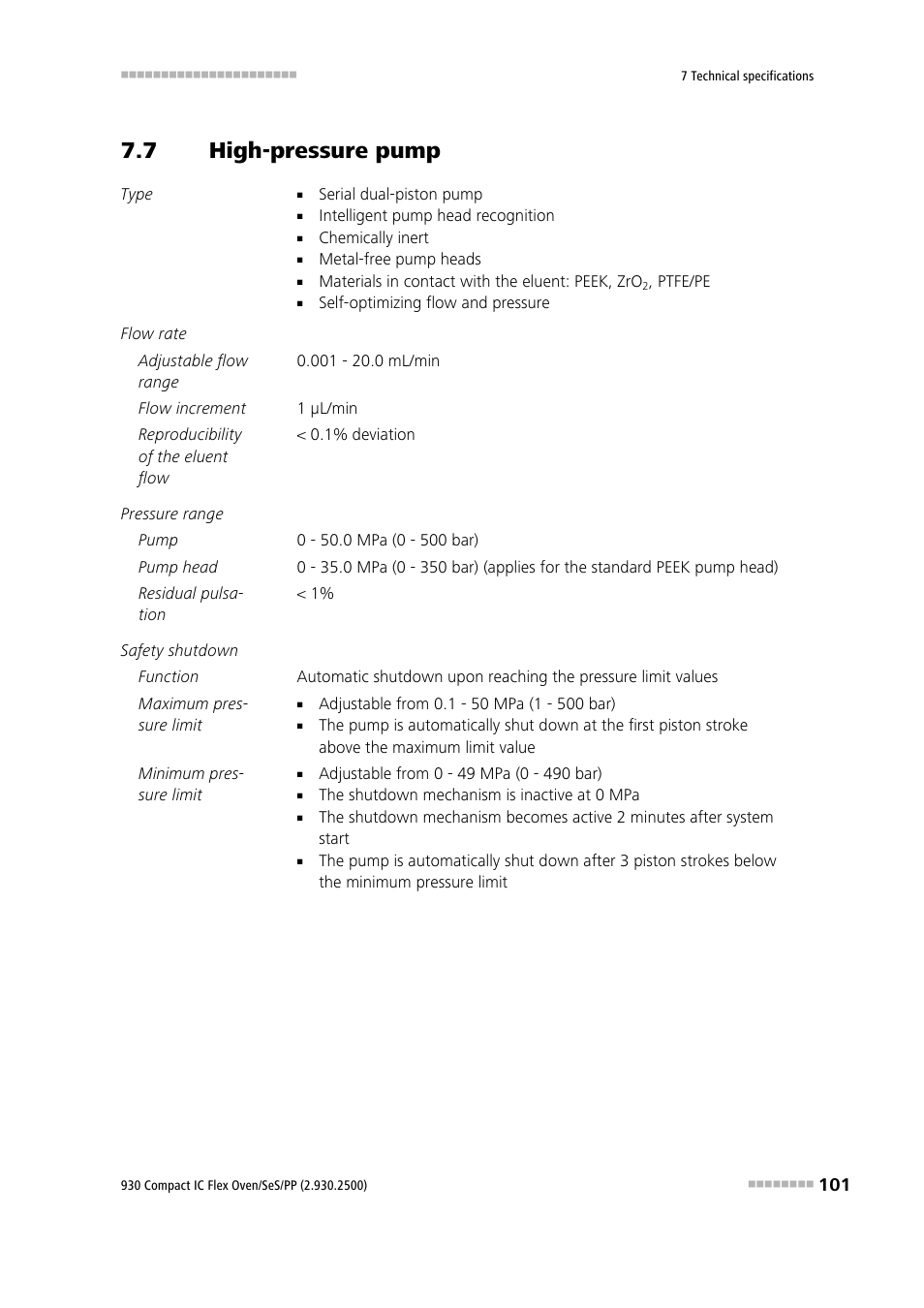 7 high-pressure pump, High-pressure pump | Metrohm 930 Compact IC Flex Oven/SeS/PP User Manual | Page 109 / 118