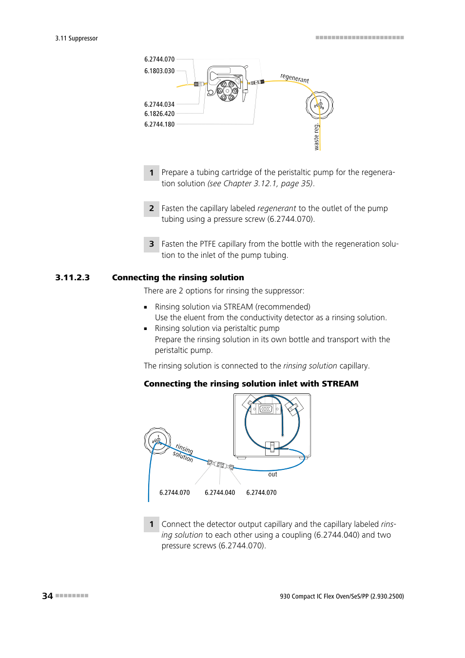 3 connecting the rinsing solution | Metrohm 930 Compact IC Flex Oven/SeS/PP User Manual | Page 42 / 118