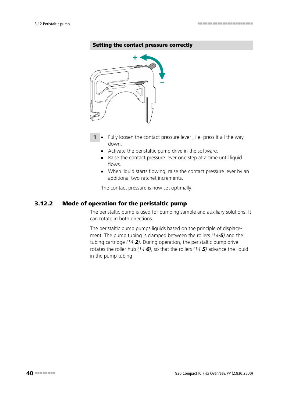 2 mode of operation for the peristaltic pump, Mode of operation for the peristaltic pump | Metrohm 930 Compact IC Flex Oven/SeS/PP User Manual | Page 48 / 118