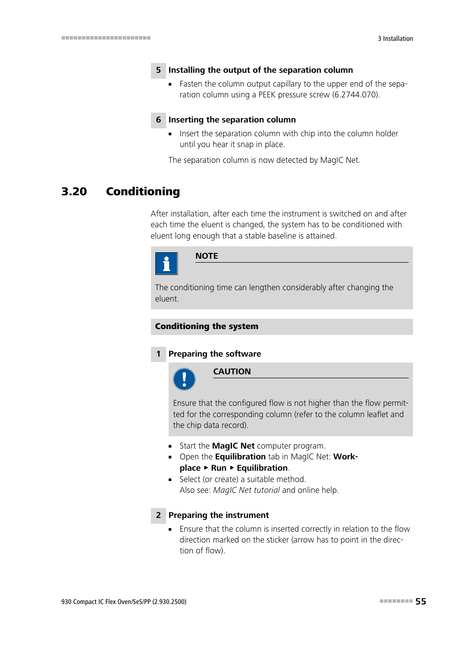 20 conditioning | Metrohm 930 Compact IC Flex Oven/SeS/PP User Manual | Page 63 / 118