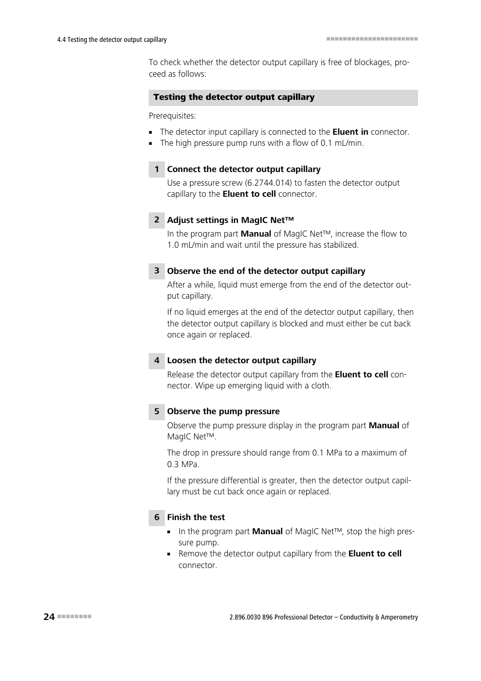Metrohm 896 Professional Detector – Conductivity & Amperometry User Manual | Page 32 / 67