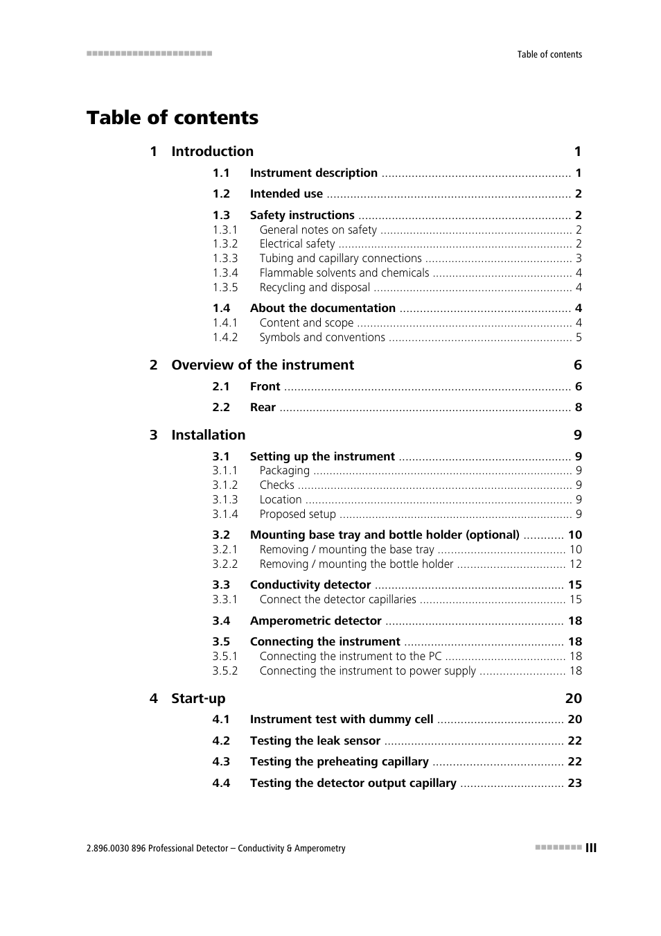 Metrohm 896 Professional Detector – Conductivity & Amperometry User Manual | Page 5 / 67