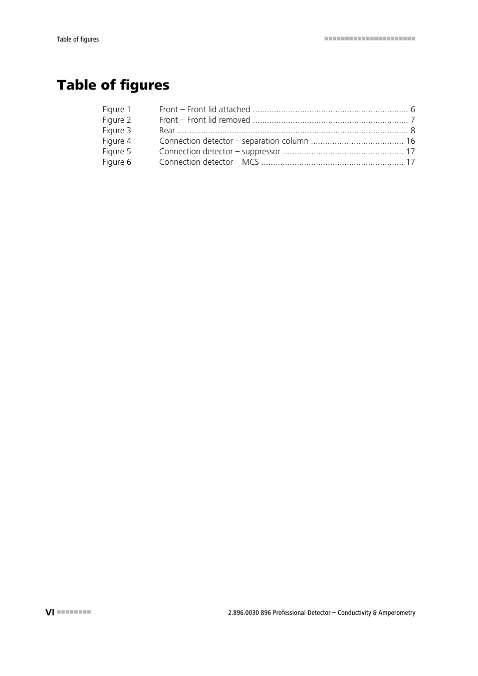 Table of figures | Metrohm 896 Professional Detector – Conductivity & Amperometry User Manual | Page 8 / 67