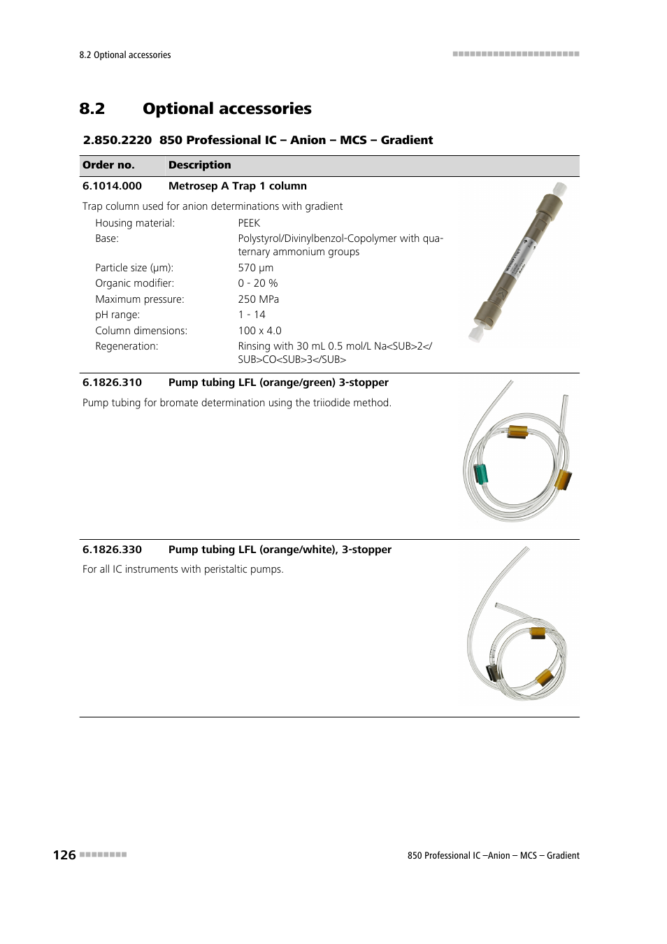 2 optional accessories, Optional accessories | Metrohm 850 Professional IC Anion MCS Gradient User Manual | Page 136 / 143