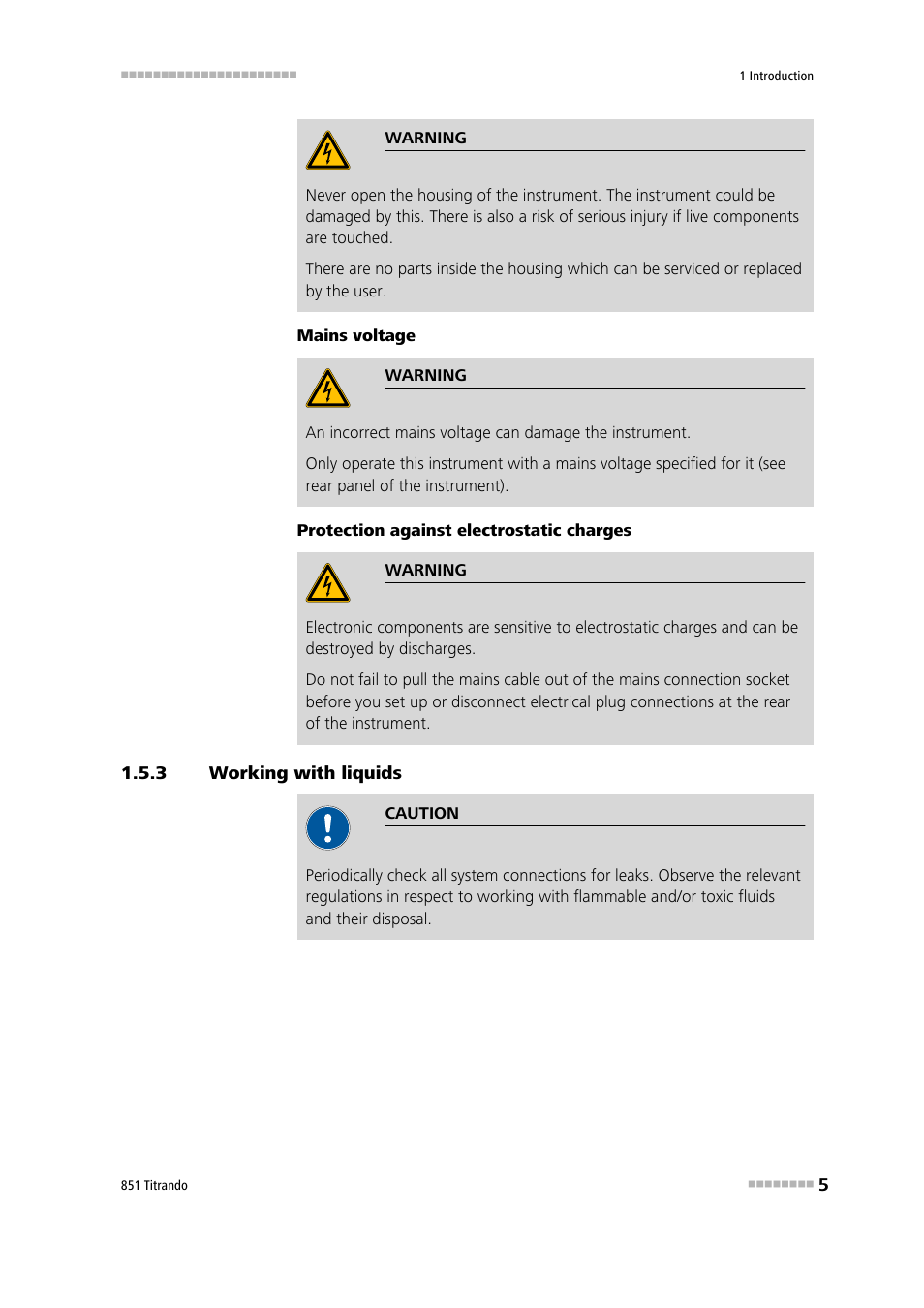 3 working with liquids, Working with liquids | Metrohm 851 Titrando User Manual | Page 13 / 100