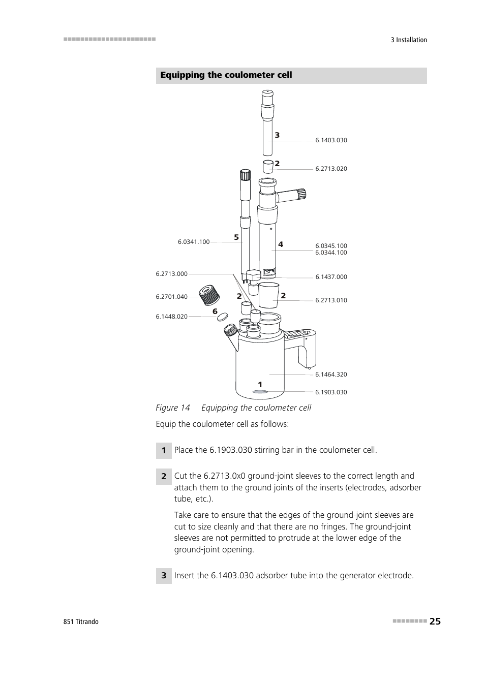 Figure 14, Equipping the coulometer cell | Metrohm 851 Titrando User Manual | Page 33 / 100
