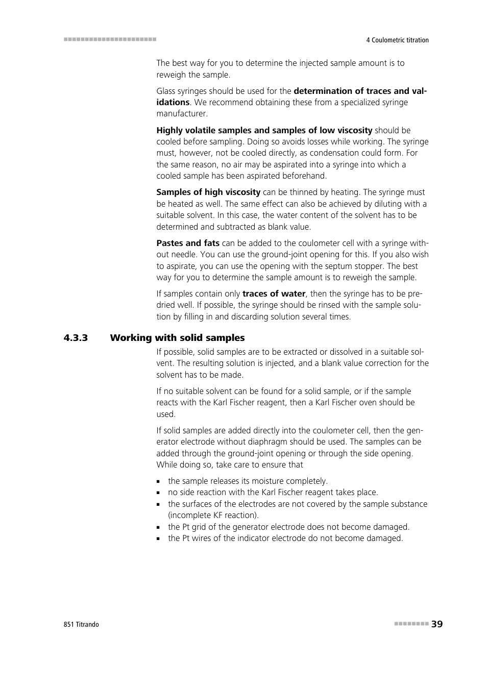 3 working with solid samples, Working with solid samples | Metrohm 851 Titrando User Manual | Page 47 / 100