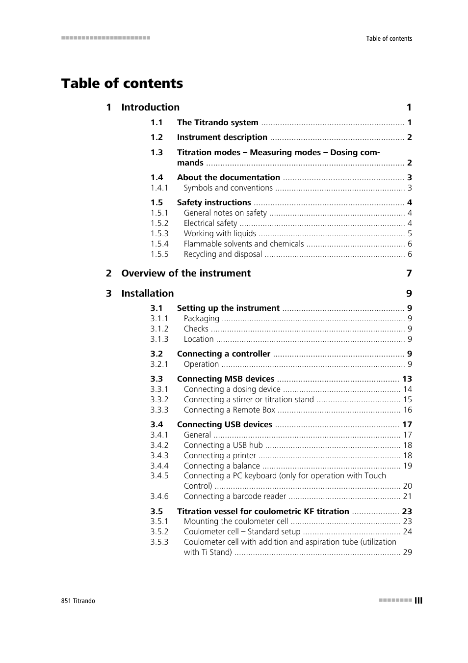 Metrohm 851 Titrando User Manual | Page 5 / 100
