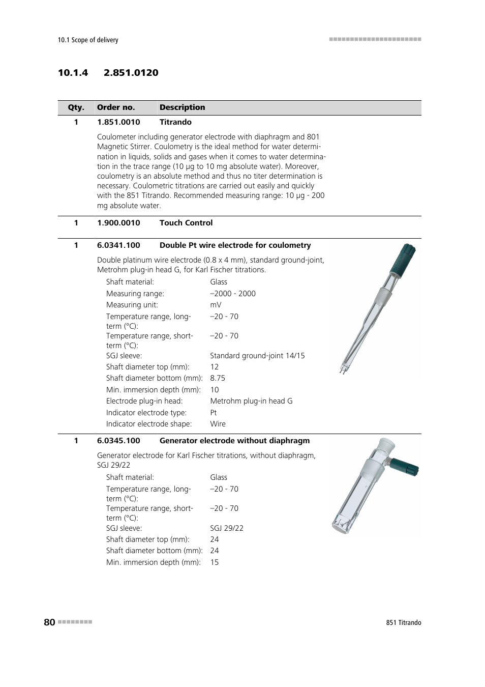 Metrohm 851 Titrando User Manual | Page 88 / 100