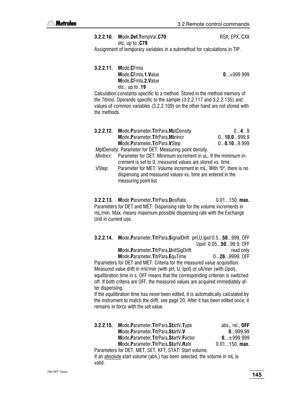 Metrohm 799 GPT Titrino User Manual | Page 149 / 242