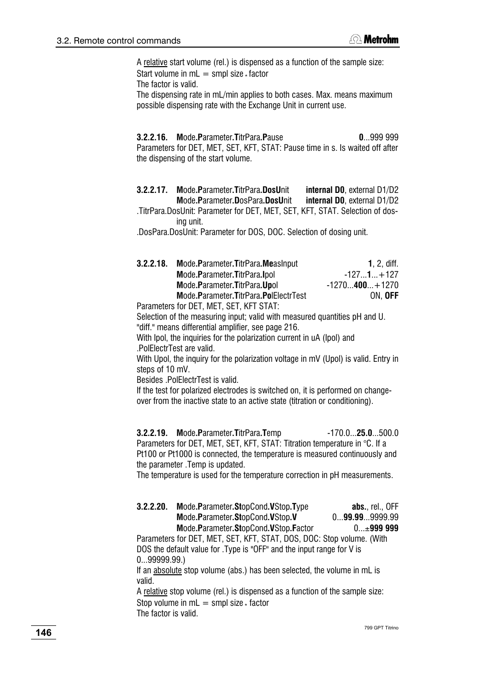 Metrohm 799 GPT Titrino User Manual | Page 150 / 242
